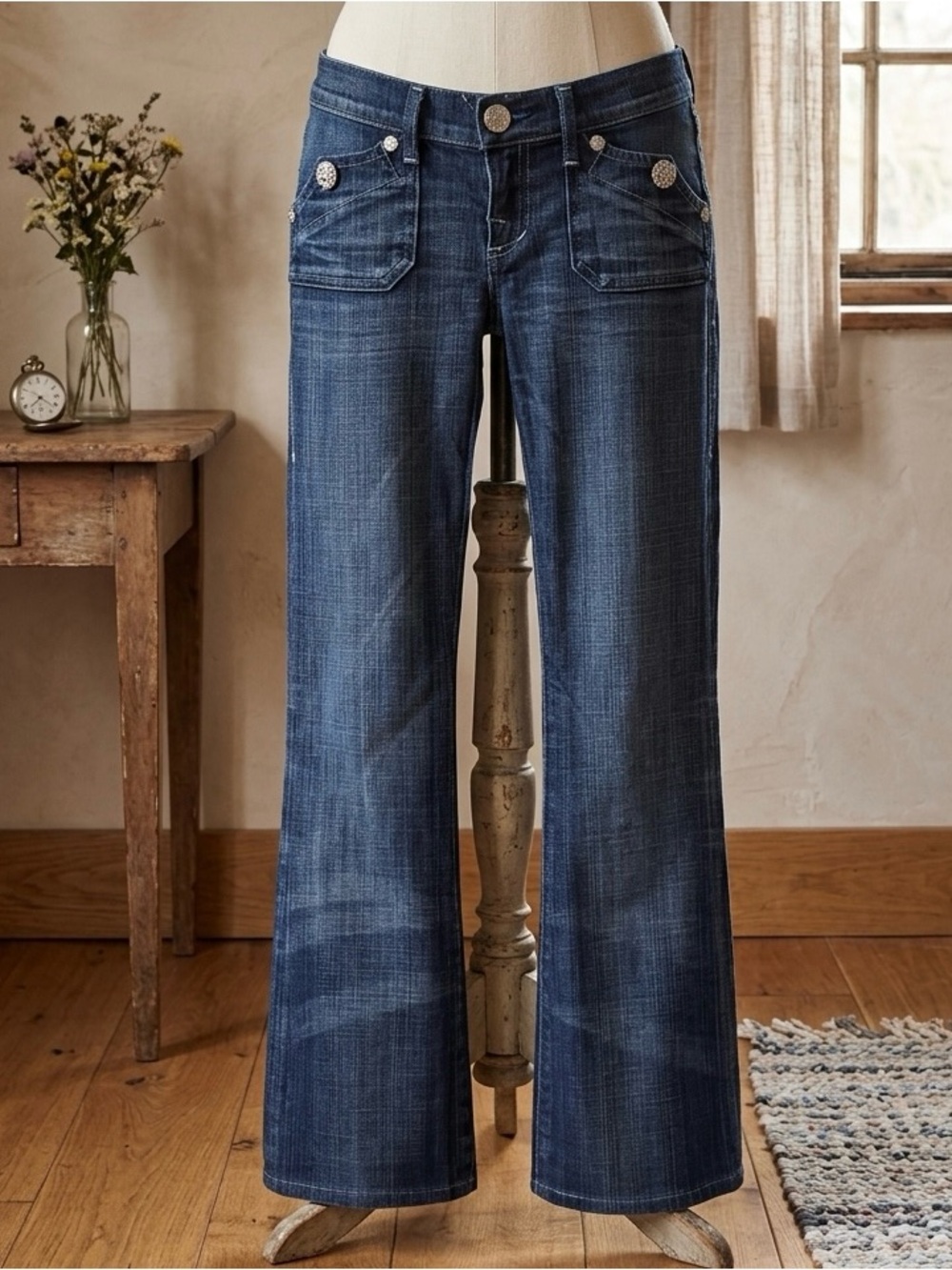 Rock & Republic| Dark Blue Low-Rise Bootcut Y2K Denim Jeans Sz 26